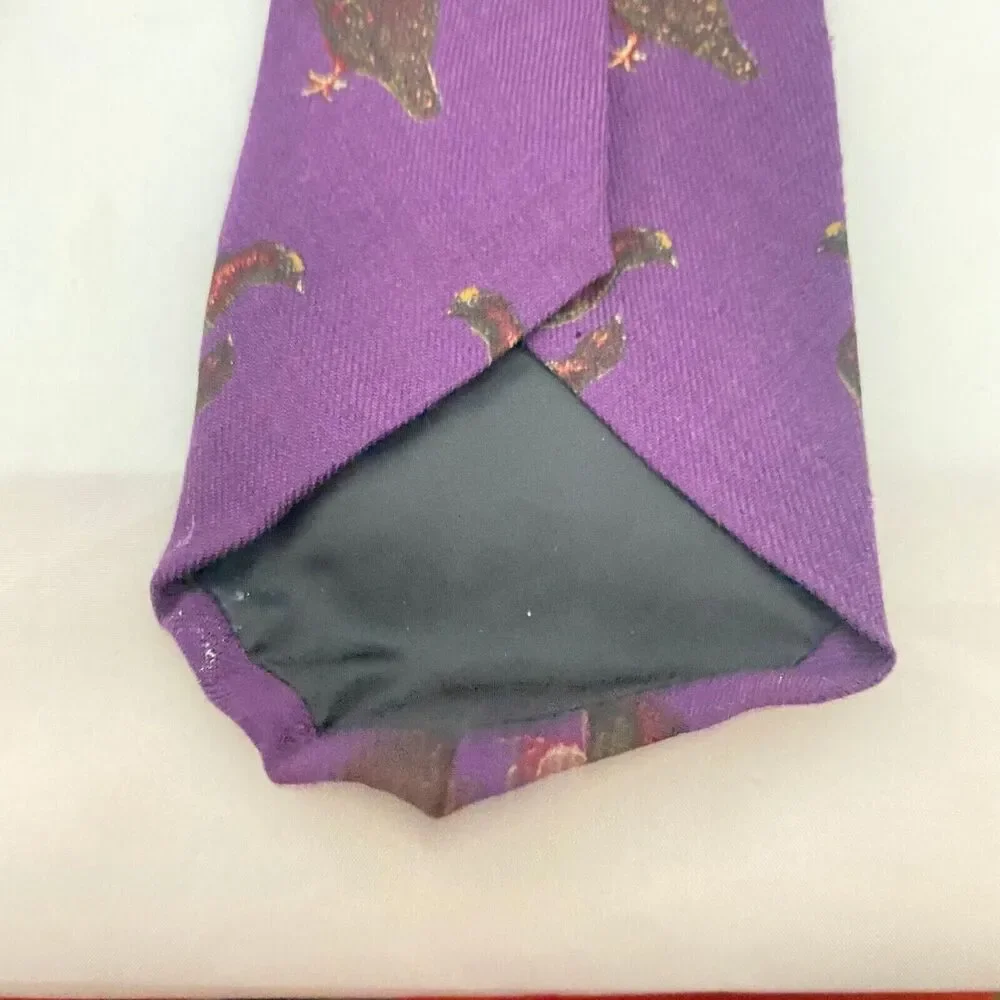 #5647 Robert Talbott Quail Deep Purple Peacock Mens Necktie, Tie 57X4